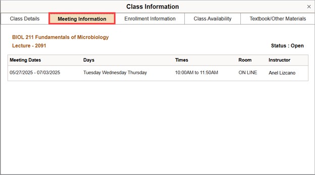 Meeting Information Tab