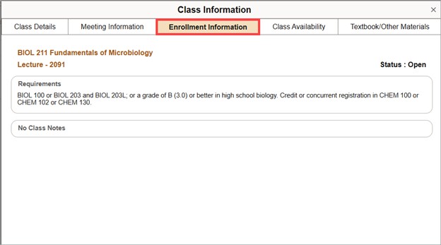 Enrollment Information Tab