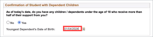 Youngest Dependent's Date of Birth