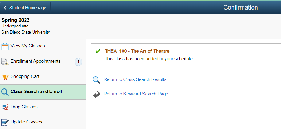 Course is added into the schedule
