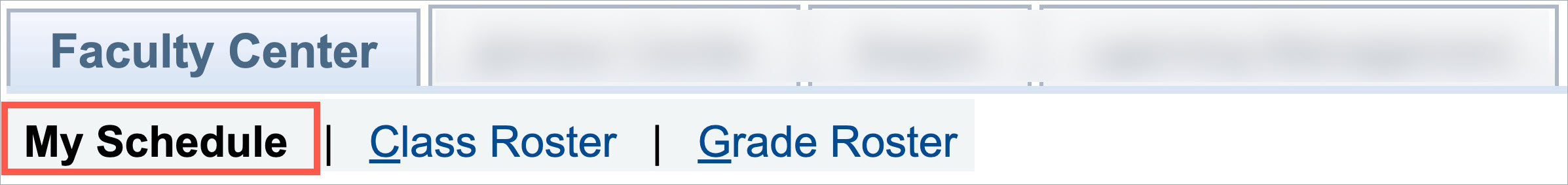 My Schedule tab highlighted under Faculty Center