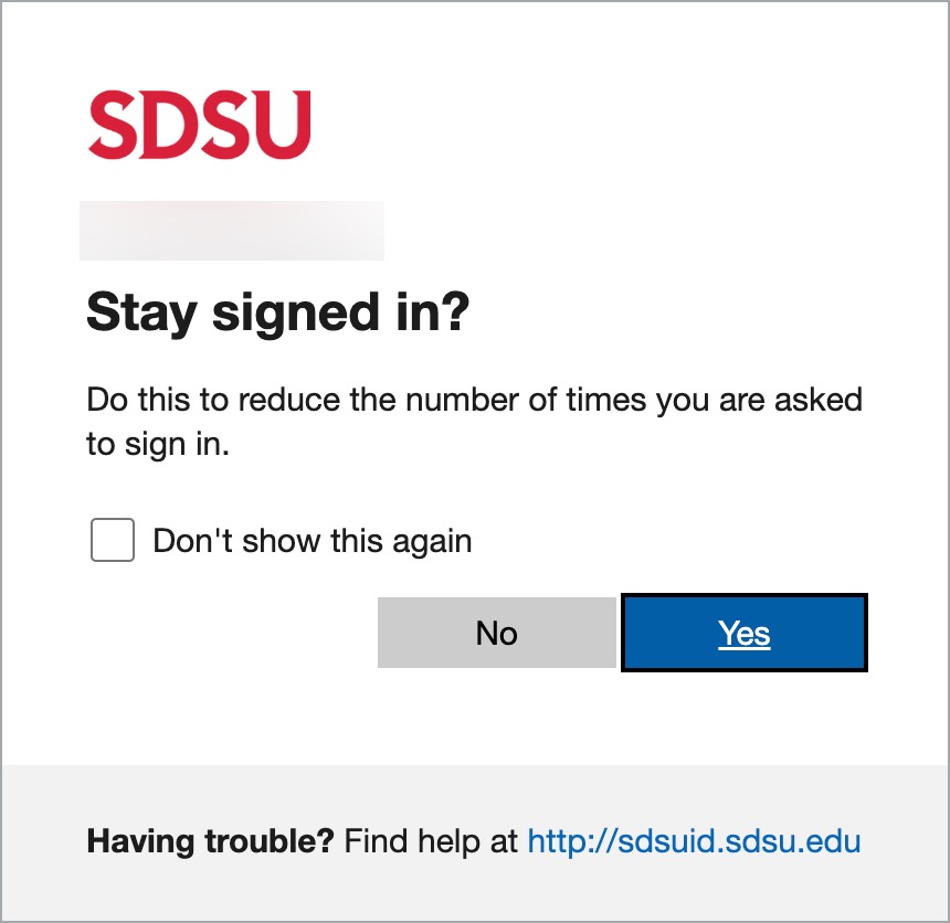 Stay signed in window