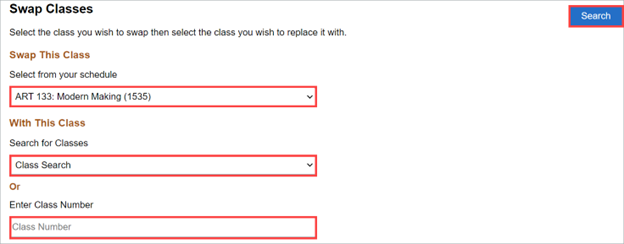 Swap Classes Page